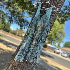 Live and Let Live Teal and Blue Women's Tank Top